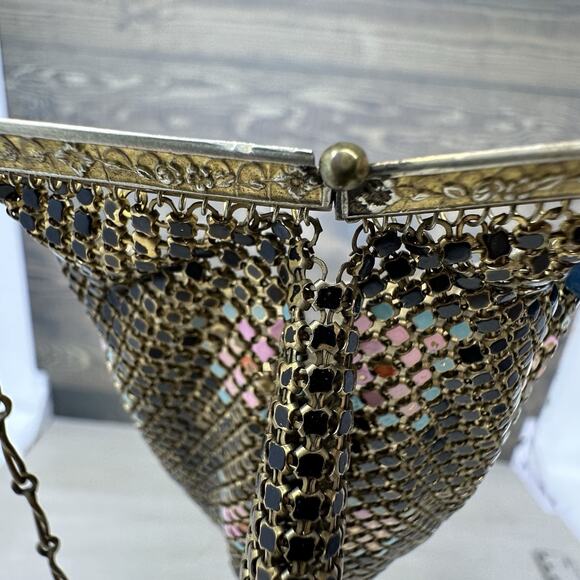 Whiting & Davis Mesh Bags Purse Enamel Evening Bag Handbag Art Deco Flapper - Picture 12 of 13